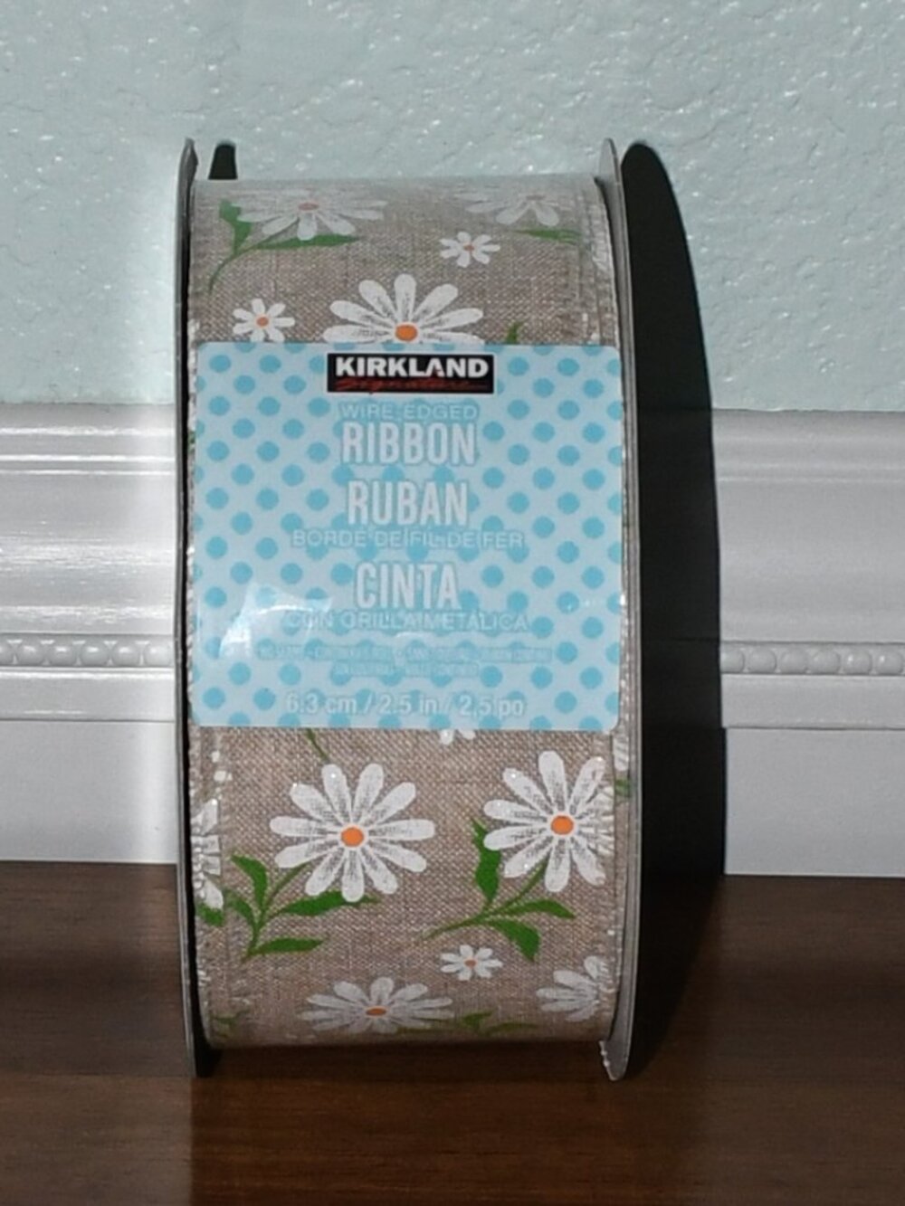 Kirkland Wire Edge Ribbon 2.5” x 50 Yards White Daisy Flower Ribbon NEW Sealed